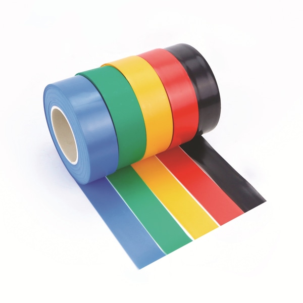 Elektriskt isolerande självhäftande tejp - paket med 5 högtemperaturbeständig PVC-tejp - Flerfärgad (röd, gul, blå, grön, svart)