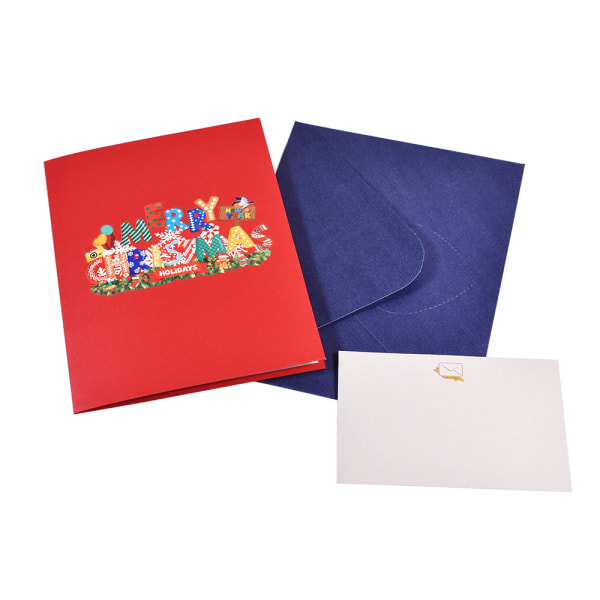 2-pack pop-up gratulationskort, 3D laserskurna röda juldekorationer, handgjorda presentkort i papper
