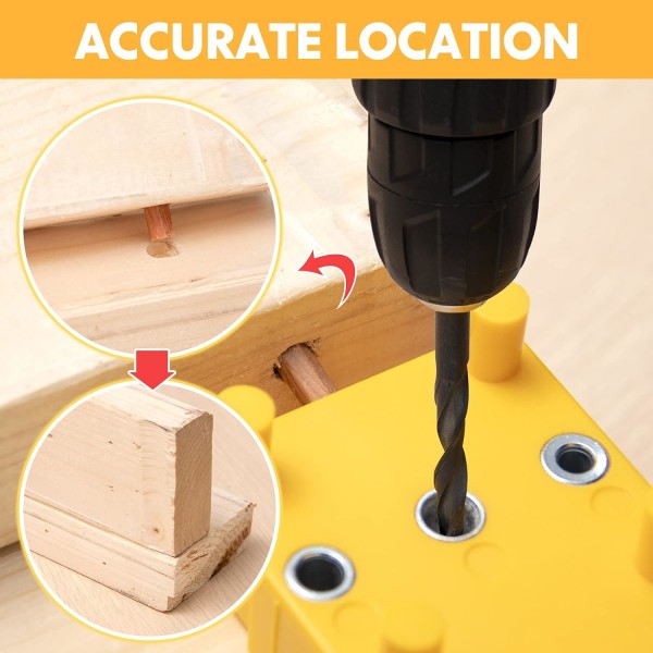 Wood Downing Hole Drilling Guide, 6/8/10 mm dowel Jig, självcentrerande plugg för träbearbetning, 1P borrguide Sunmostar