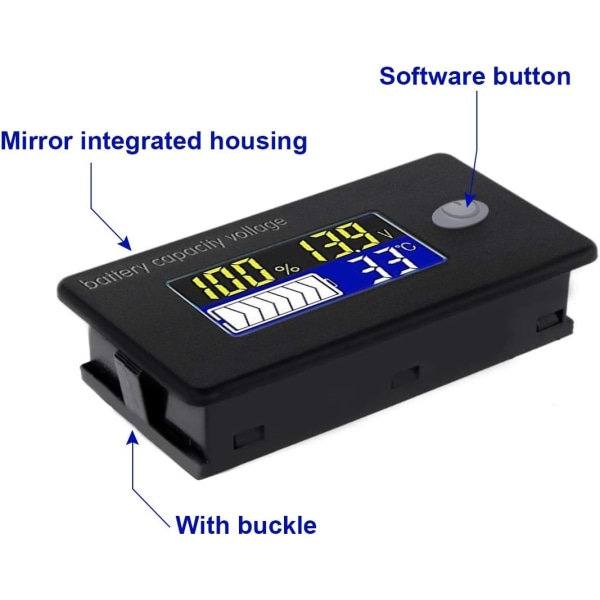 2st 12V batterikapacitetstestare Temperaturvoltmätare Monitor Batteritestare med LCD-färgindikator,Oi-FRIS