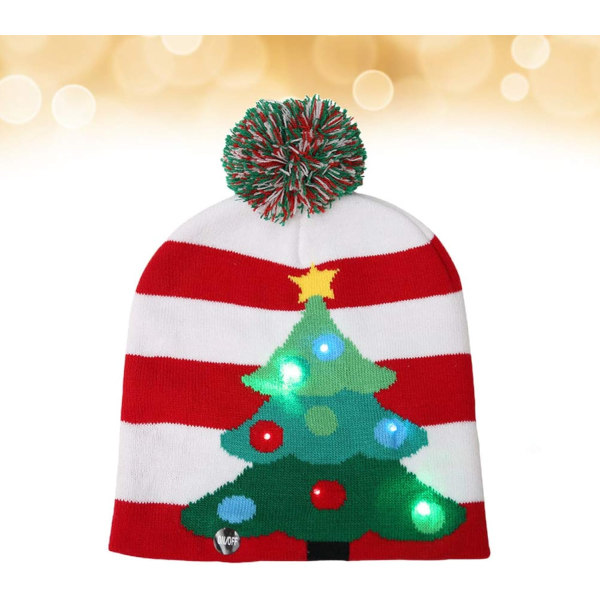 Jul Unisex Vuxen Light Up Stickad Beanie Ugly Sweater LED Light Up Hat Xmas Holiday Party Favors Sunmostar