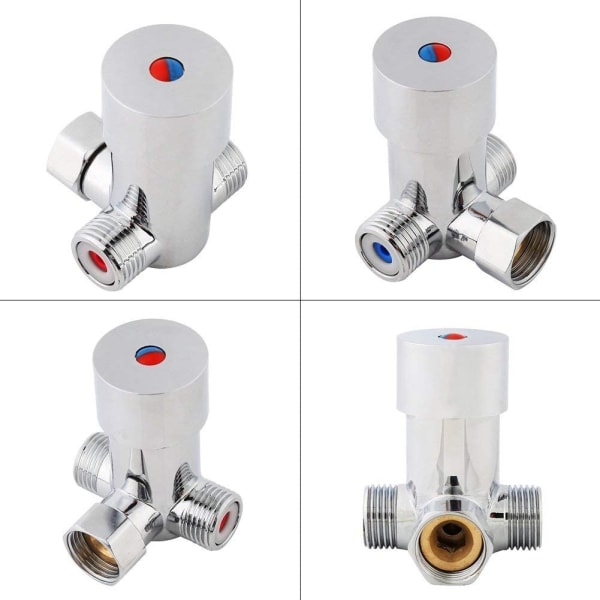 Termostatkran G1/2, Mässing, För varmt och kallt vatten, Automatisk sensor, Vit/Silver