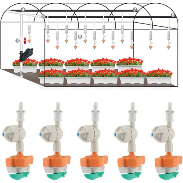 5st roterande sprinkler med hängande vattenkanna spruta Trädgårdsbevattning Micro droppbevattning Droppare Beslag för vattning Sunmostar
