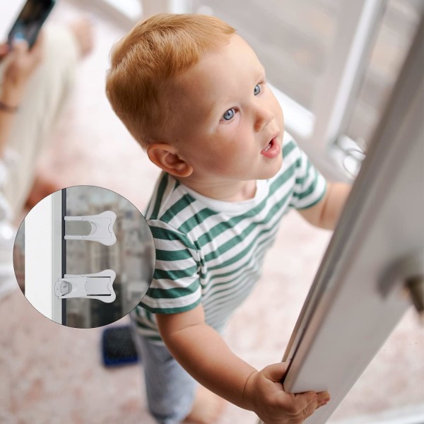 6st skjutdörrsblockerare Baby Fönsterblockerare Säkerhetsskåp Spärrar Barnfönsterblockerare Ingen borrning Enkel att använda