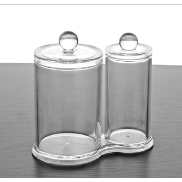 Bomullslåda 2 runda lådor Transparent akryl sminkförvaring för bomullspinne och bomull Sunmostar