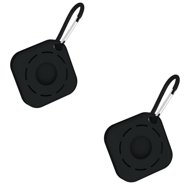 Apple AirTag Square Silikonhållare Med Karbinhake svart, 2 st