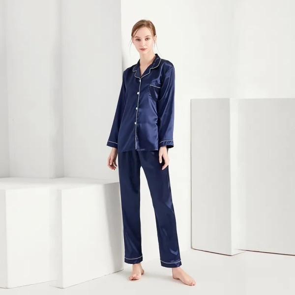 Kvinnors sidensatäng Pyjamas Pyjamasset Set Pijamas Pyjamasdräkt Sömn Tvådelat set dam Loungewear Plus Size