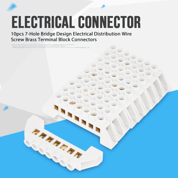 10 st kopplingsplintar 7-positions elektriska kopplingsblock Mässingsskruv kopplingsplint för distributionslådor Sunmostar