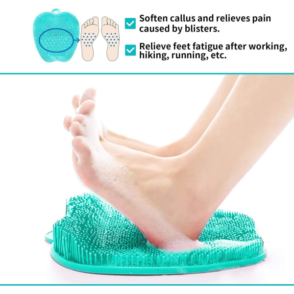 Duschfotrengörande massageapparat - fotborste med halkfria silikonsugkoppar, idealisk för att minska smärta och förbättra fotens blodcirkulation (grön)