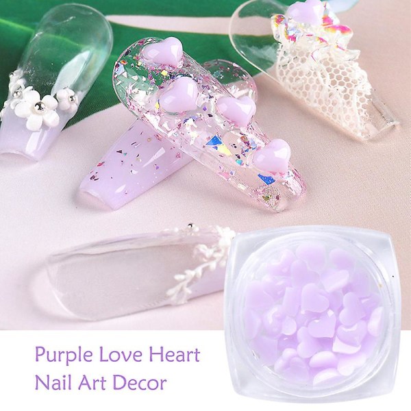 Betterlifefg- Nail Art Dekorativt 3D-hjärtplastark (lila) Sunmostar