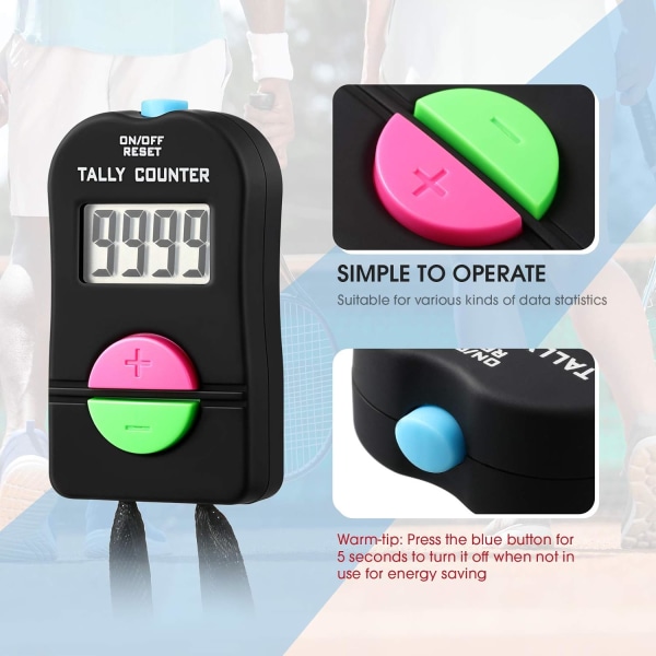 Digital handklickräknare Elektronisk manuell Plus och Minus Bärbar digital klickräknare med snörband för sportgolf