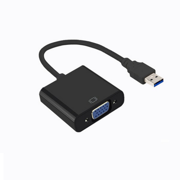 USB3.0 TILL VGA Adapter Kabel Ingen drivrutin Svart USB till VGA, VGA till USB3.0 Video Adapter Converter Sunmostar