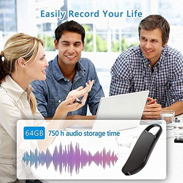 Nyckelringar Digital röstinspelare，Röstinspelning USB minne Silver Ljudljuddiktafon Bärbar MP3-spelare，1st