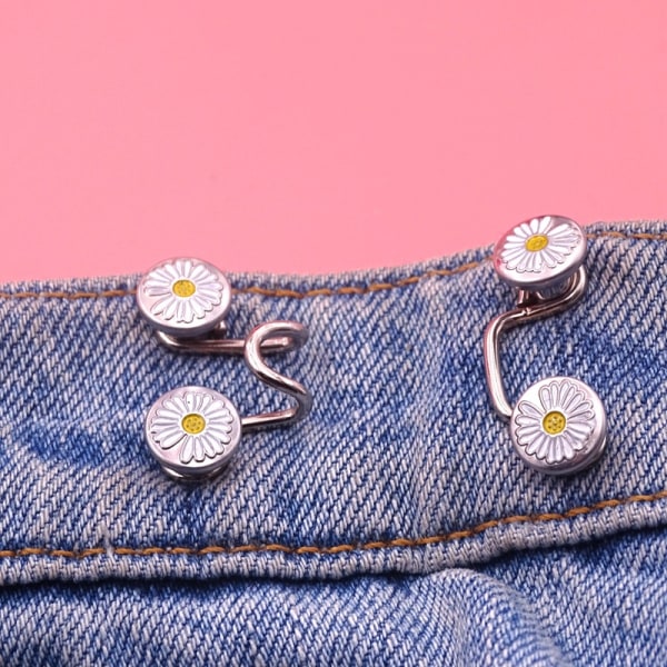 1 par små daisy midjeknapp dubbfria jeans med avtagbar knapp midjejustering Betterlifefg
