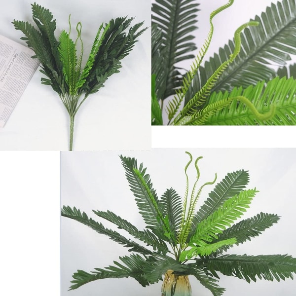 Triomphe konstgjorda växter - 2 stycken Tropiska konstgjorda palmblad - Imitation Boston - Ormbunke - Gröna buskar - Djungelhus - Bröllopsdekoration