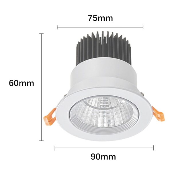2-pack LED infällda spotlights 3W COB infälld taklampa AC 220-240VCold Vit 6000KAjustera vinkel 30°IP44 Utskärning 75-80mmFör boende r Sunmostar