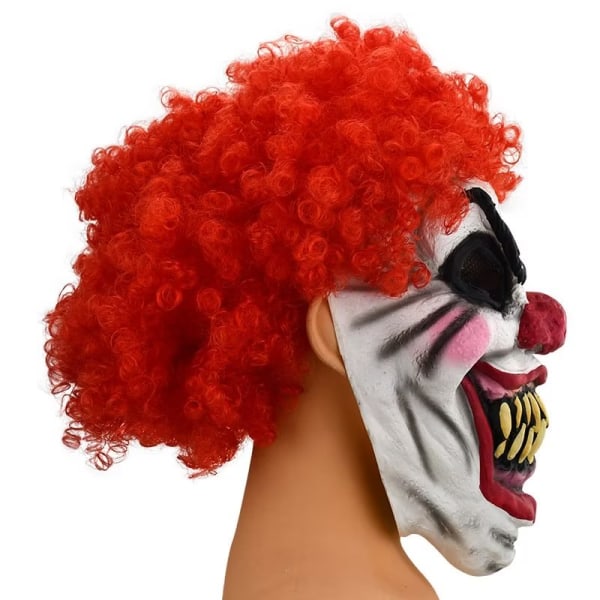 Skrämmande clownmask med rött hår, One Size, Skräck, Red Sunmostar