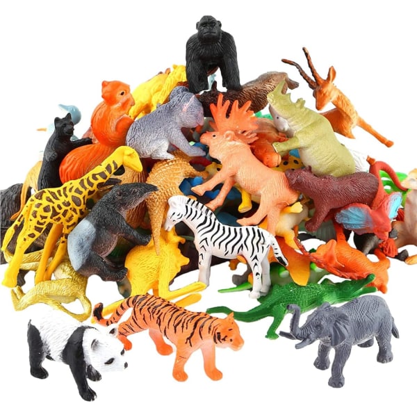 Djungeldjur Leksaker Set, Realistiska vilda djur figur, 54 delar