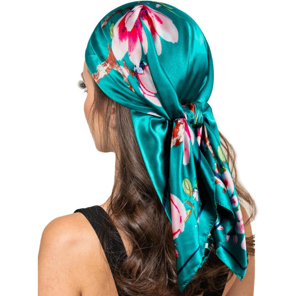 Fashion Satin Square Head Scarf: 35 tum Lättvikts Silk Like Neck Scarfs - Lyxig hårbandana halsduk