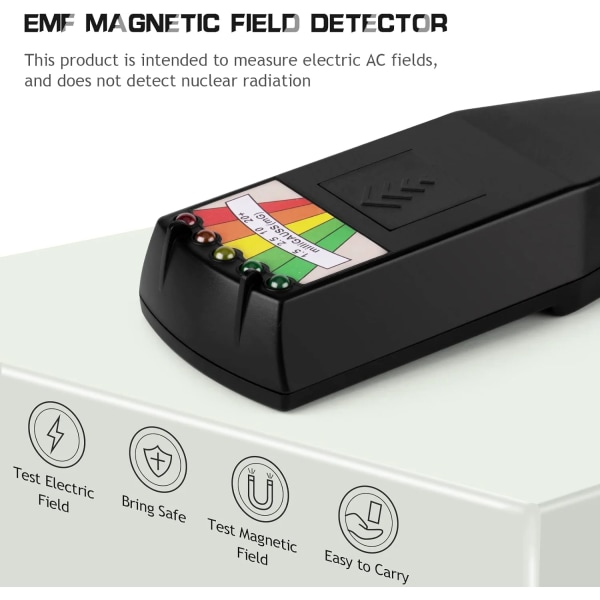 Bärbar LED EMF elektromagnetiskt fält Spökjaktdetektor Paranormal utrustningstestare 50Hz-20000Hz Svart Lefou