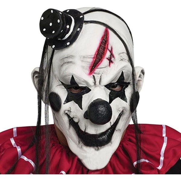 Läskig clown vuxen Halloween fest mask svart hår Sunmostar