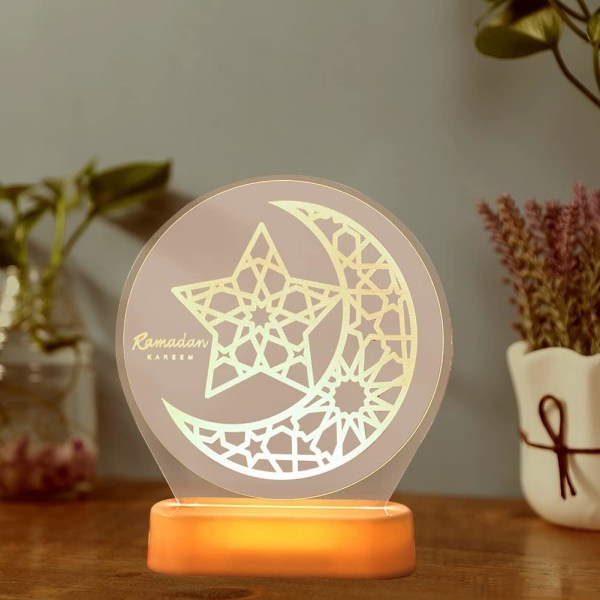 Ramadan LED-lampa Eid Ramadan Dekoration Eid Ramadan Eid Moon Star Akryl Nattljus Batteridriven för hemmet Ramadan Bön Tillbehör Fon Sunmostar