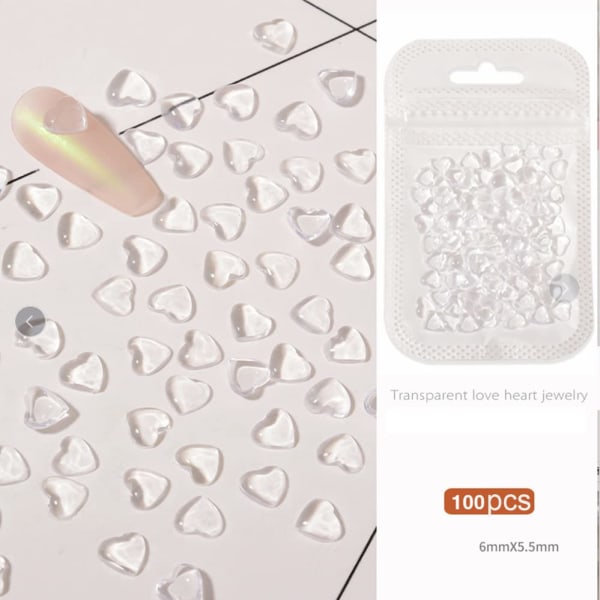200 st Clear Heart Nail Art Dekaler Charms for Nails Sunmostar