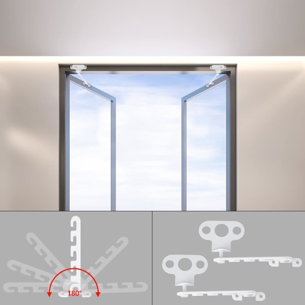 Casement Fönsteröppnare 2 ST Fönsterbegränsare, Fönsterspärrar med 4 skruvar, Fönsterspärrsäkert fönsterlås för justering av fönsteröppning (Vit)