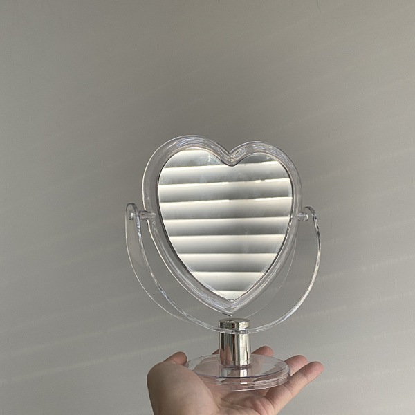 INS koreansk stil Hjärtformad kosmetisk spegel Akryl Transparent Base Makeup Spegel Dubbel sida Hem Sovrum Skrivbordsspegel