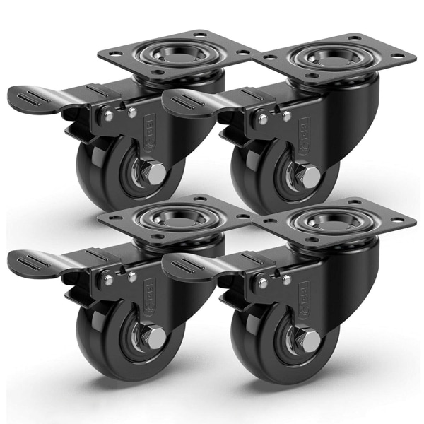 4 rullar pivotantes 50mm | Caucheuses Swing 200kg avec frein | Roues pour meubles lords pour la table basse chariot Sunmostar