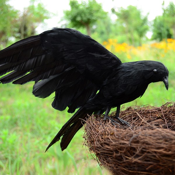 Simulering Crow Ornament Halloween Crow Form Prop Trädgårdsscen Layout Prop Sunmostar