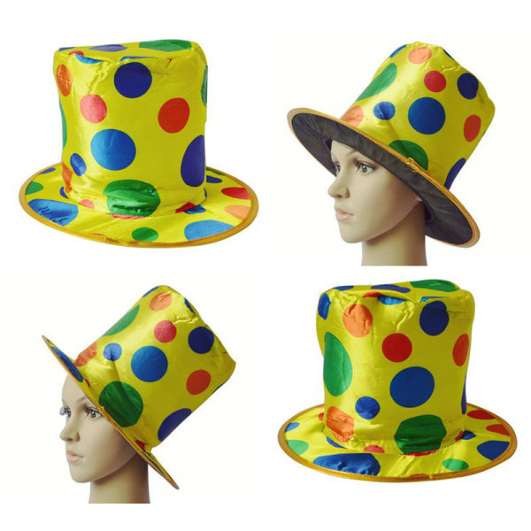 Halloween färgglad prickig clownhatt trollkarl hög hatt festprestanda prestanda rekvisita akrobatikdräkt Betterlifefg