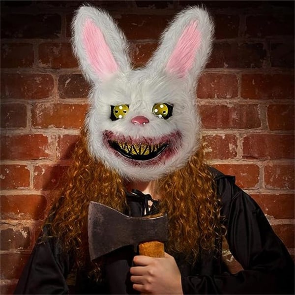 läskiga halloweenmasker blodiga kaninmasker läskiga skräckmasker lurviga kaninmasker för vuxna barn roliga masker halloween karnevalsfest kostym Sunmostar