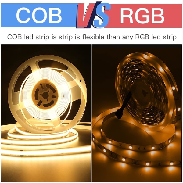 Flexibel COB LED-remsa med hög densitet med pekbrytare, USB 5V, 320 lysdioder, dimbart linjärt ljus, LED-tejp med lim för heminredning ( Sunmostar
