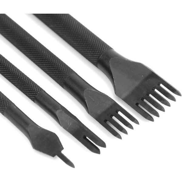 4 st Claw Leather Craft Tool Pin Hål Punch Set Diamantsnörning Sömnad Mejsel För DIY Craft Konst Lädersömnad (4 mm) Sunmostar