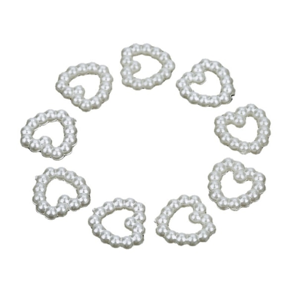 100 st/påse Korea Hollow Heart Pearl Nail Art Charms12mm Smycken Sticker Pärlor Dekorationer Graderad Färg För Nageldesign Betterlifefg