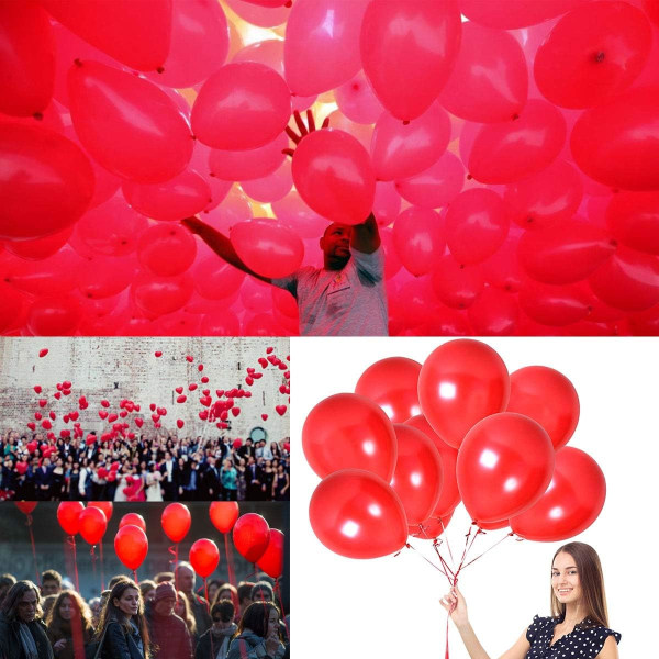 100 röda ballonger Röda ballonger. Uppblåsbara födelsedagsballonger 30cm / 2,2 g Romantisk dekoration och tillbehör för alla hjärtans dag-fest Sunmostar