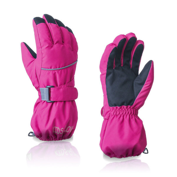 Kids Winter Split Finger Handskar, enfärgad, vindtät, vattentät och slitstark Five Finger Outdoor Skidhandskar, Pink Sunmostar