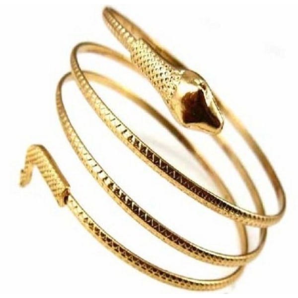 2st egyptisk spiral orm som lindas runt armmanschett Spole armband armband överarm armband manschett set för kvinnor flickor, silver+guld