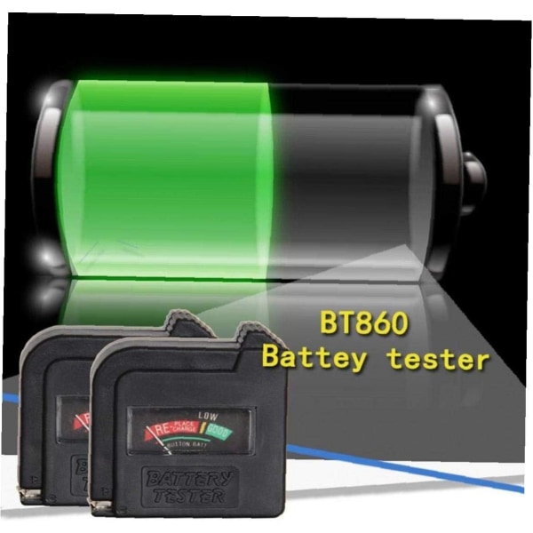 BR-Life 1st digital batteritestare för AA, AAA, C, D, 9v, knappbatterier, testkontroll för knappkapacitet, svart Sunmostar