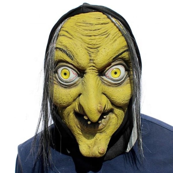 Old Woman Witch Mask - Halloween Skräck skräck Cosplay kostym Sunmostar