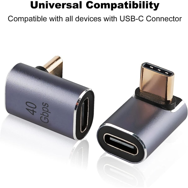 90 graders rätvinkel USB-C hane till USB-C honadapter, 3 pack upp och ner 90 graders typ-C adapterförlängare