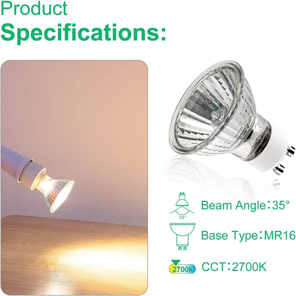 GU10 halogenlampa, (3 st) Spotlight lampa AC 230V 35W, lampa halogenekvivalent energi 2 stift 35° strålvinkel 2700K Dimbar varmvit