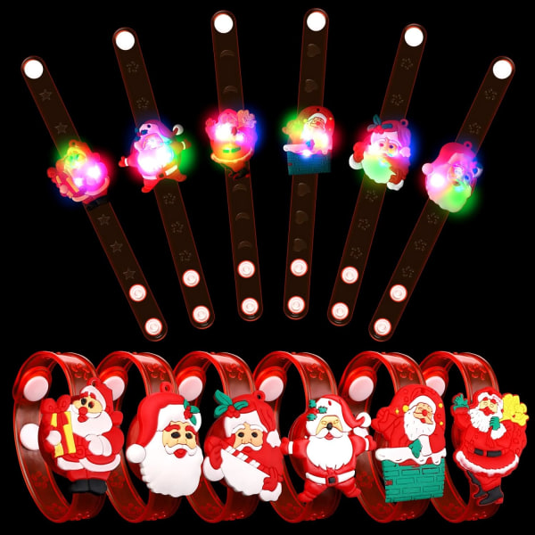 12 stycken Christmas Light Up Armband Leksak för julstrumpor och julfestfavoriter (stilen är slumpmässig)
