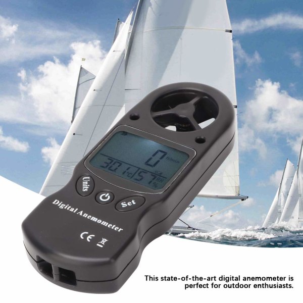 Digital vindmätare Hastighetsmätare Termometer Vindmätare Vind Multifunktion 3-i-1 luftvolymmätare för resor d Sunmostar