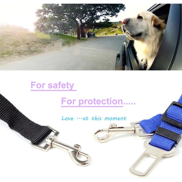Säkerhetsbälte Säkerhetskoppel Justerbar hund-/katt-/husdjurssele för bilstolar 2st-blå