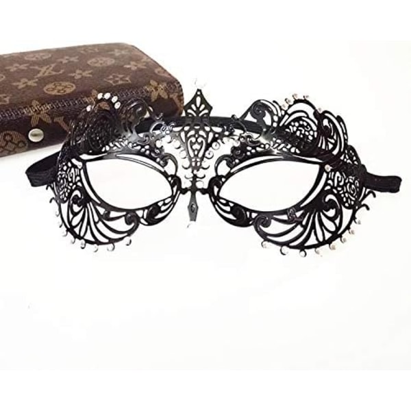 Maskeradmask för kvinnor Ultralätt metallmask glänsande metall strass venetiansk vacker festkvällsbalsmask. Sunmostar