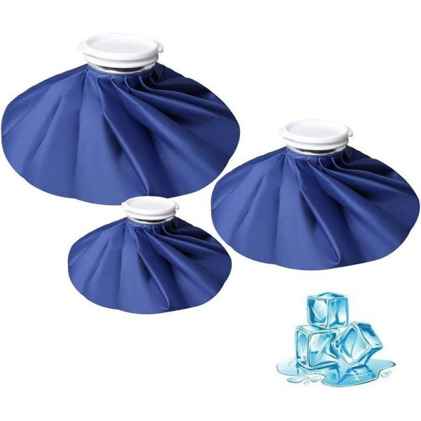 Set med 3 ispåsar, Polyester/PVC, Återanvändbar, Blå/Vit