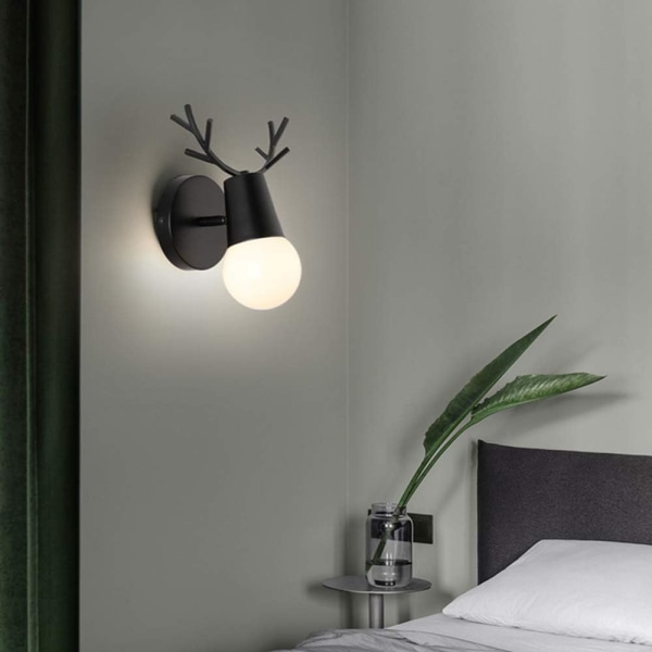 Creative Modern Wall Sconce Enkel Vägglampa Järn Vägglampa E27 Nordic Deer Head Base Art Deco Style för sovrum, vardagsrum, barns Ro Sunmostar