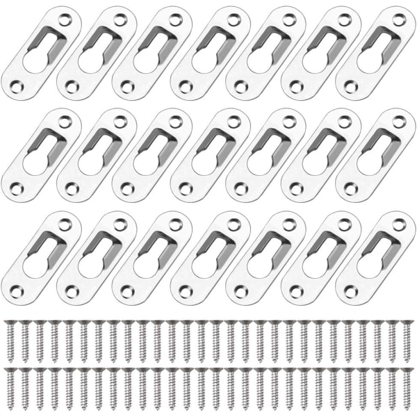 30 ST Metall Nyckelhålshängare 4,5*1,6cm Rostskyddad väggskåpshängare Heavy Duty dold monteringsfäste med 60 skruvar för bildram Sunmostar